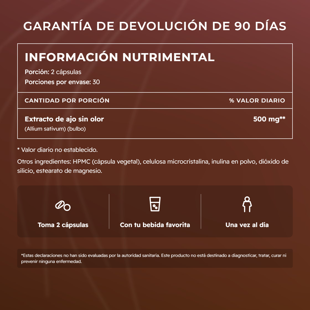 Extracto de ajo sin olor en cápsulas